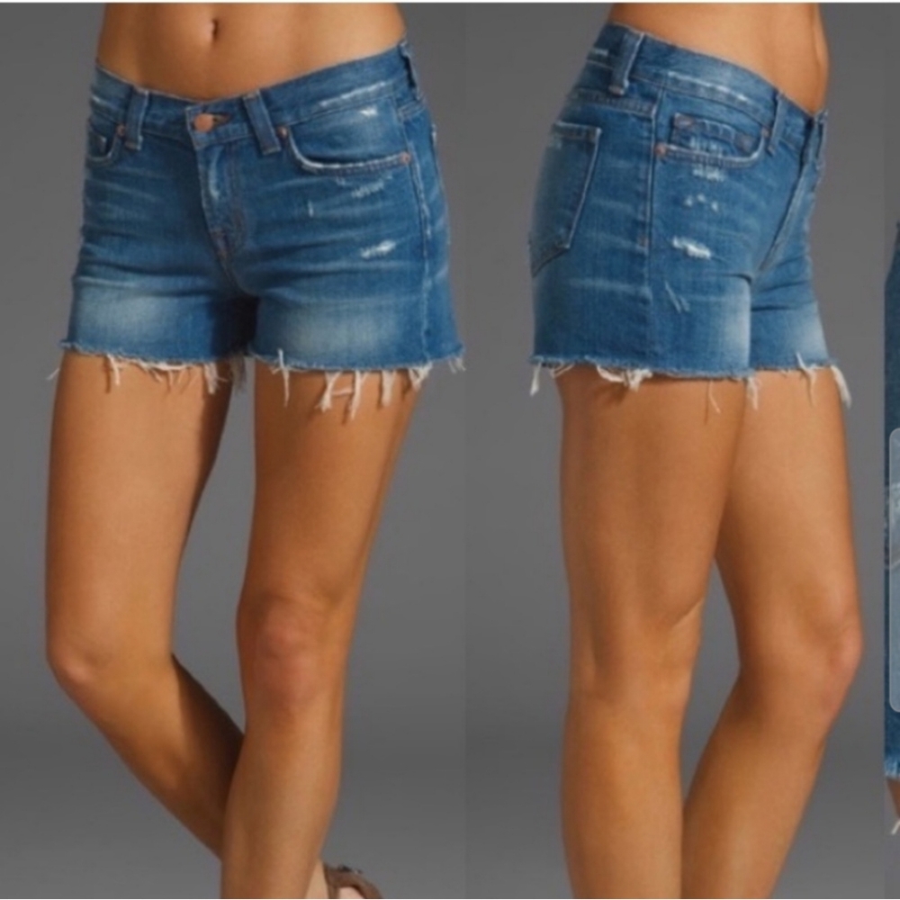 J Brand Distressed Cut Off Short In Libra Blue - Size 25